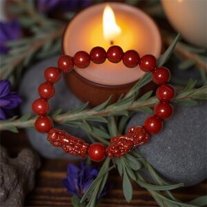 10mm Cinnabar Bracelet with Pixiu’s ❤️